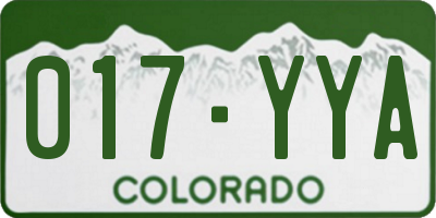 CO license plate 017YYA
