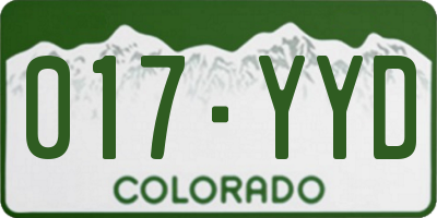 CO license plate 017YYD