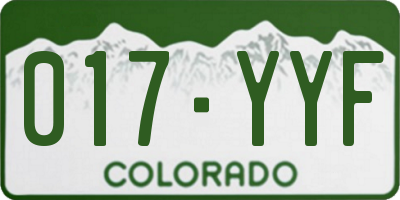 CO license plate 017YYF