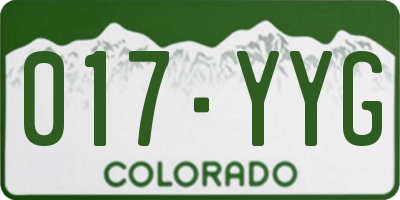 CO license plate 017YYG