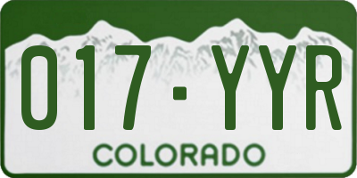 CO license plate 017YYR