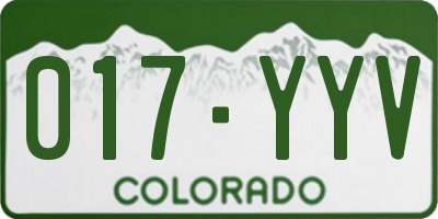 CO license plate 017YYV