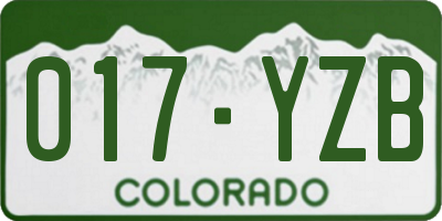 CO license plate 017YZB