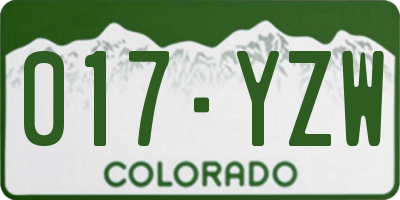 CO license plate 017YZW