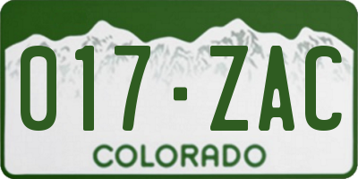 CO license plate 017ZAC