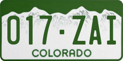 CO license plate 017ZAI