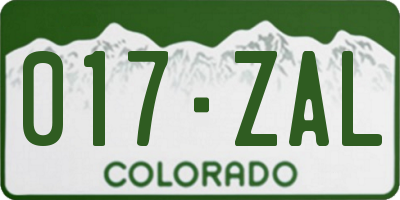 CO license plate 017ZAL