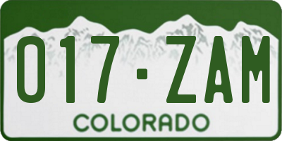 CO license plate 017ZAM