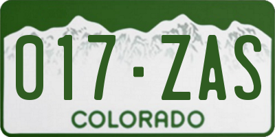CO license plate 017ZAS