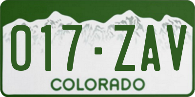 CO license plate 017ZAV