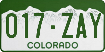 CO license plate 017ZAY