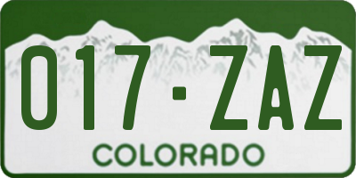 CO license plate 017ZAZ