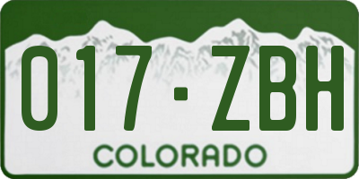 CO license plate 017ZBH