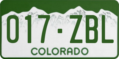 CO license plate 017ZBL