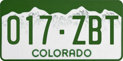 CO license plate 017ZBT