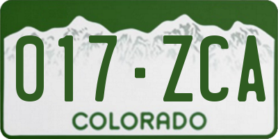 CO license plate 017ZCA