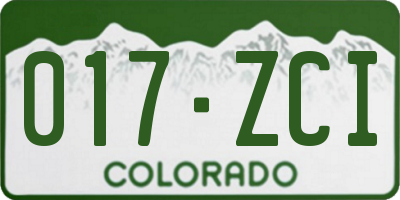 CO license plate 017ZCI