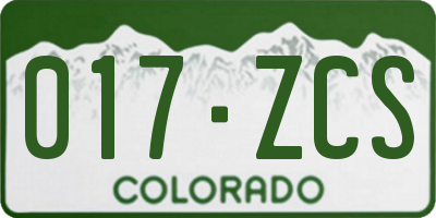 CO license plate 017ZCS