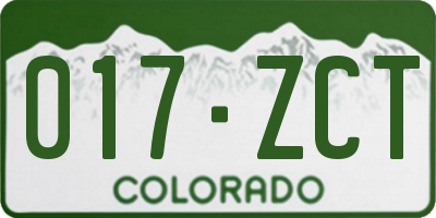 CO license plate 017ZCT