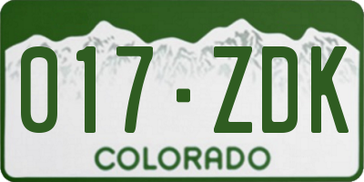 CO license plate 017ZDK