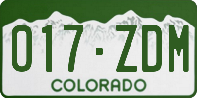 CO license plate 017ZDM