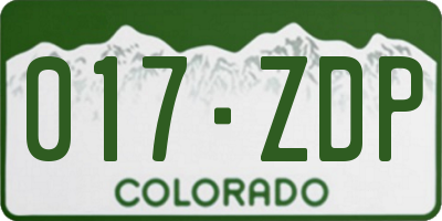 CO license plate 017ZDP