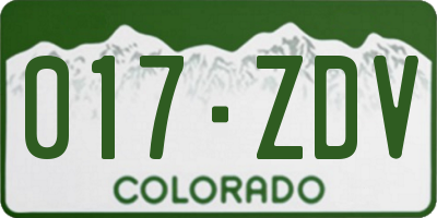 CO license plate 017ZDV