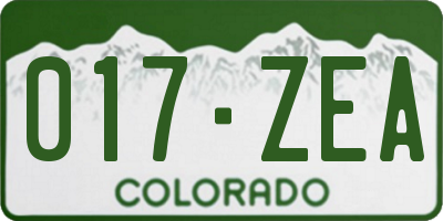 CO license plate 017ZEA
