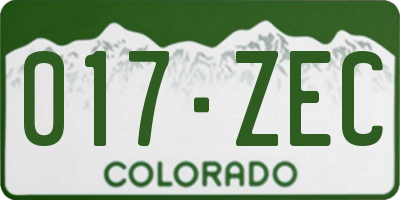 CO license plate 017ZEC