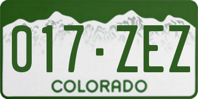 CO license plate 017ZEZ