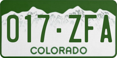 CO license plate 017ZFA