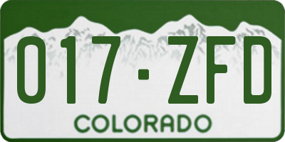 CO license plate 017ZFD