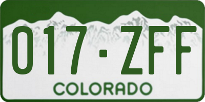 CO license plate 017ZFF