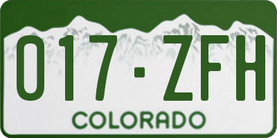 CO license plate 017ZFH