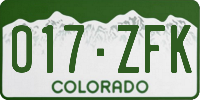 CO license plate 017ZFK