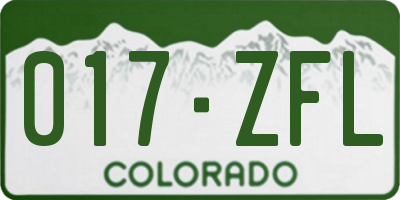 CO license plate 017ZFL