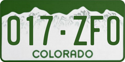 CO license plate 017ZFO
