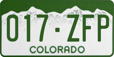 CO license plate 017ZFP