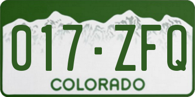 CO license plate 017ZFQ