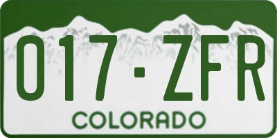 CO license plate 017ZFR