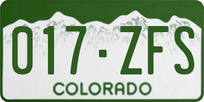 CO license plate 017ZFS