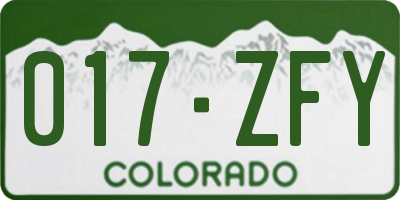 CO license plate 017ZFY