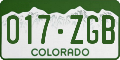 CO license plate 017ZGB