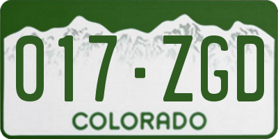 CO license plate 017ZGD
