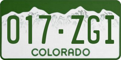 CO license plate 017ZGI