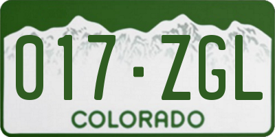 CO license plate 017ZGL