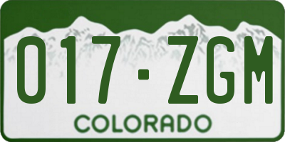 CO license plate 017ZGM