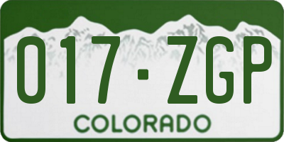 CO license plate 017ZGP