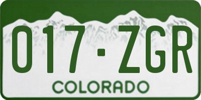 CO license plate 017ZGR