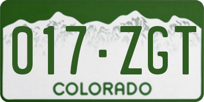 CO license plate 017ZGT